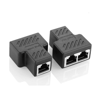 IP camera cable splitter with dual Ethernet ports for connecting multiple cameras easily