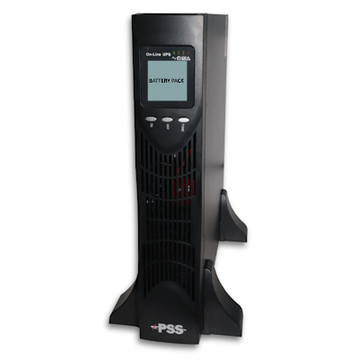 EBM2 backup battery black UPS unit with digital display and ventilation grilles from CCTV Supplies