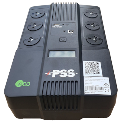 PSS ECO-ALTO 800L UPS Australia with six power outlets and LCD display for backup power
