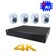 NYX NVR setup guide featuring a 4K NVR unit and four IP cameras for home security