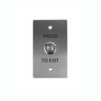 Access Control Exit Button in Stainless Steel Finish with Press to Exit Instructions