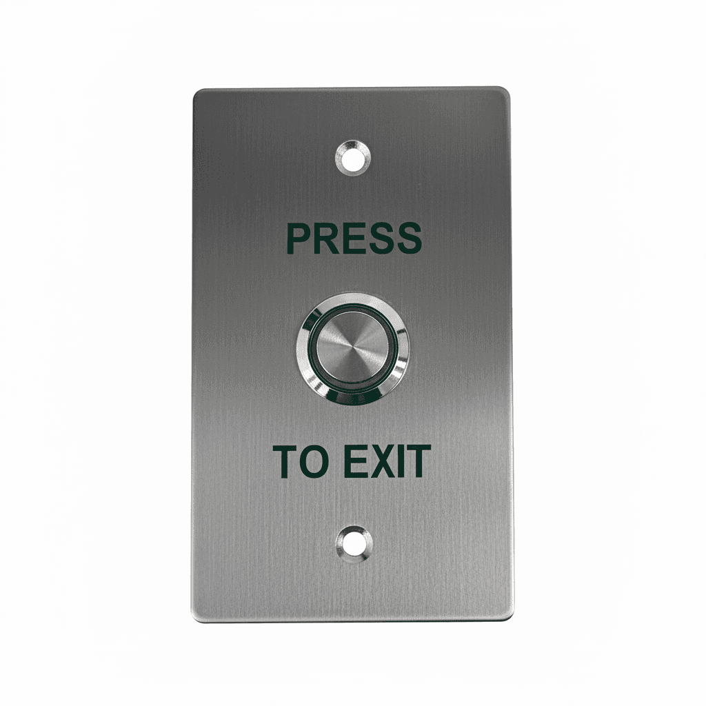 Stainless Steel Exit Button for Access Control with Press to Exit Instructions