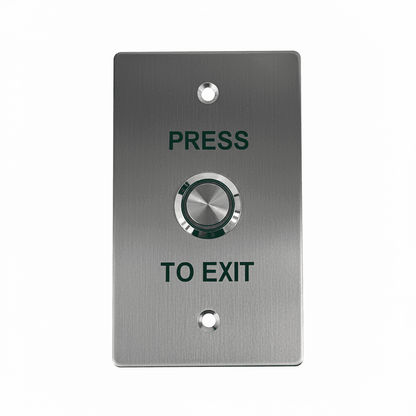 Stainless Steel Exit Button for Access Control with Press to Exit Instructions