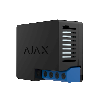 Ajax Relay smart switch in black design for controlling home lighting and appliances wirelessly