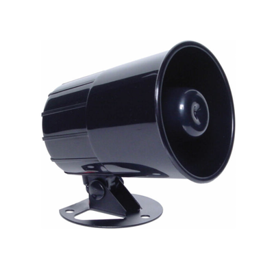 Black horn speaker for security systems with mounting bracket for easy installation