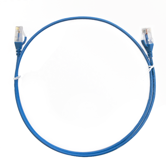 1m Cat6A Blue Ethernet cable with RJ45 connectors on both ends for network connectivity