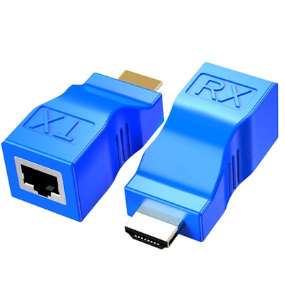 Blue HDMI extender 30 meter with RX and TX adapters for long distance HD video transmission