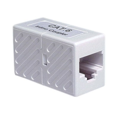 White CAT 6 inline coupler Ethernet network cable connector adapter