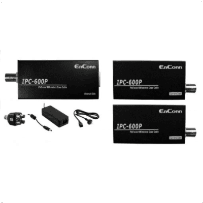 POE IP camera extender kit with two extenders and power adapter for long-distance camera installation