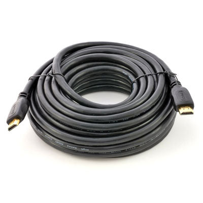 Black high-speed HDMI cable 10m coiled with gold-plated connectors for clear audio and video transmission