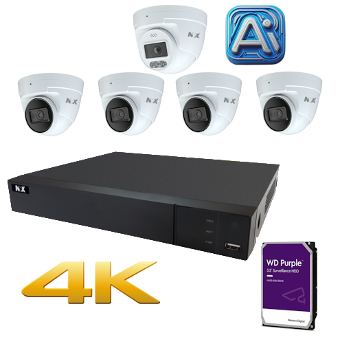 Kit NYX IPX2-8P1+,4TB, 4x 6MP DC6-28FIQ+, 1 x D6FL Ultimate AI cameras Bundle