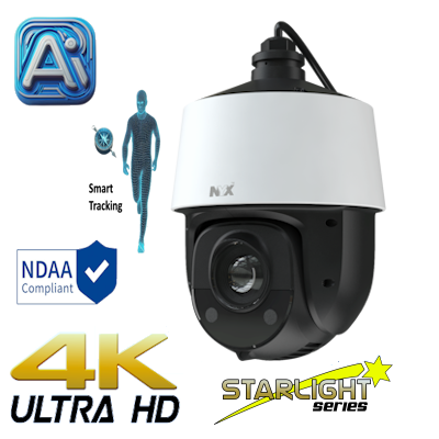 NYX 8MP 25x PTZ Camera with 4K Ultra HD and smart tracking technology for enhanced security.
