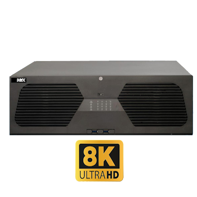 NYX IPX-256 PLUS IQ2+ 256 channel NVR in a sleek black design with 8K Ultra HD support