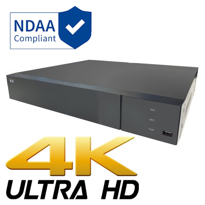 NYX IPX-32P IQ2 32 channel NVR black 4K Ultra HD video recorder with NDAA compliance badge