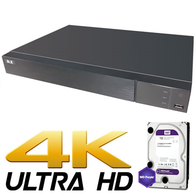 NYX IPX-8P2+ NVR black 4K Ultra HD network video recorder with WD Purple hard drive