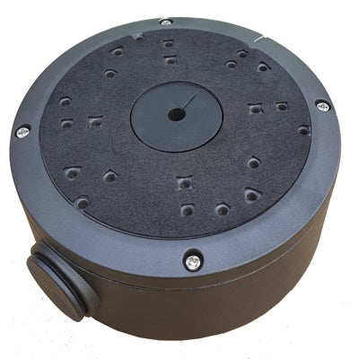 NYX JB-302B junction box round black plastic electrical enclosure with multiple mounting holes