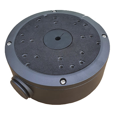 NYX JB-303B junction box black round electrical enclosure with multiple mounting holes