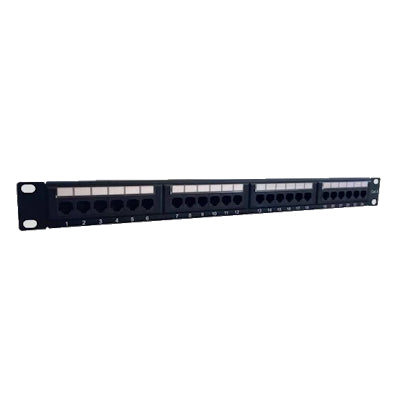 Black 24-Port Network Patch Panel PP6-24 with RJ45 Ports | CCTV Supplies