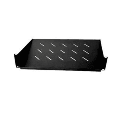 Black Metal Server Rack Shelf for CCTV Equipment with Vented Design for Cooling