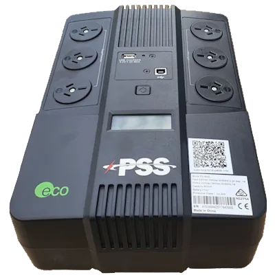 PSS ECO-ALTO 800L UPS Australia with six power outlets and LCD display for backup power