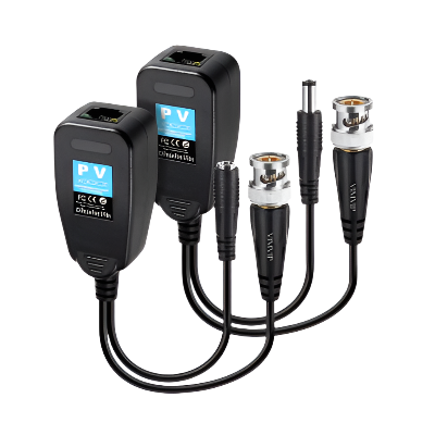 RJ45 balun for CCTV with BNC connectors and power plugs for video surveillance transmission
