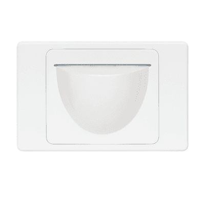 White reverse bull nose brush plate for clean and simple cable management in homes