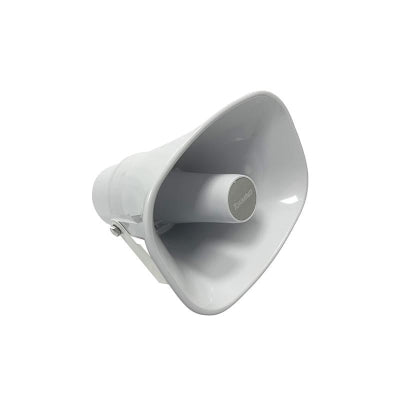 T30 Horn IP speaker in white designed for clear audio transmission in outdoor settings